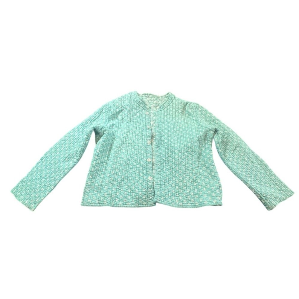 Vintage Turquoise Quilted Reversible Jacket Floral Cottage Core‎ Boho Grandma